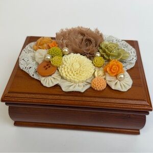 Decorative Wooden Jewelry Box with Floral Accents